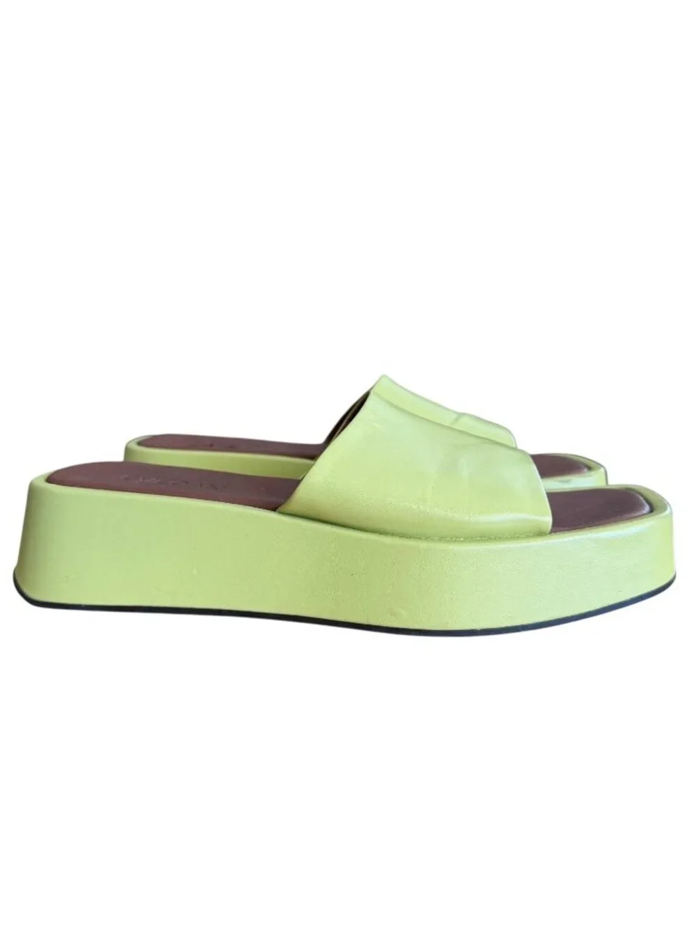 Alohas Svegan Dopamine Maximalist Square Toe Platform Mule Slide Green EU 38